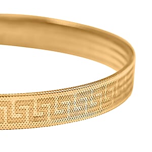 Italian Greek Key Mesh Bangle Bracelet in 10K Yellow Gold (7.00 Inches)