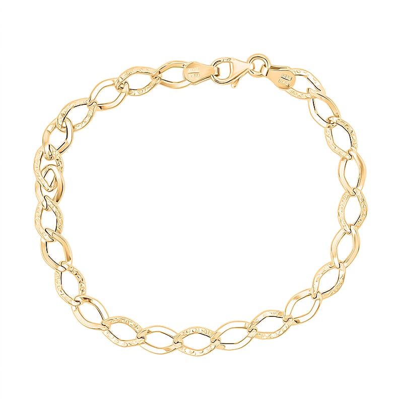 Italian Alternata Kite Grumetta Chain Bracelet in 10K Yellow Gold (7.50 In) 1.75 Grams