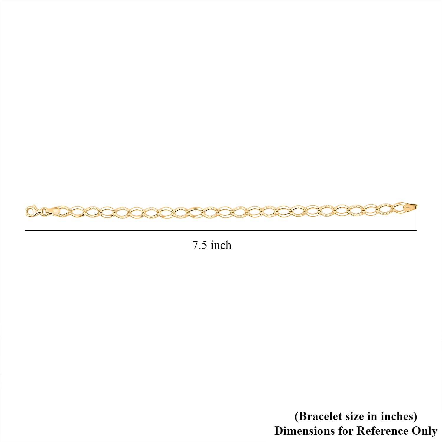 Italian Alternata Kite Grumetta Chain Bracelet in 10K Yellow Gold (7.50 In) 1.75 Grams