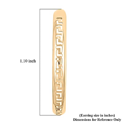 Italian Greek Key Hoop Earrings in 10K Yellow Gold 2 Grams