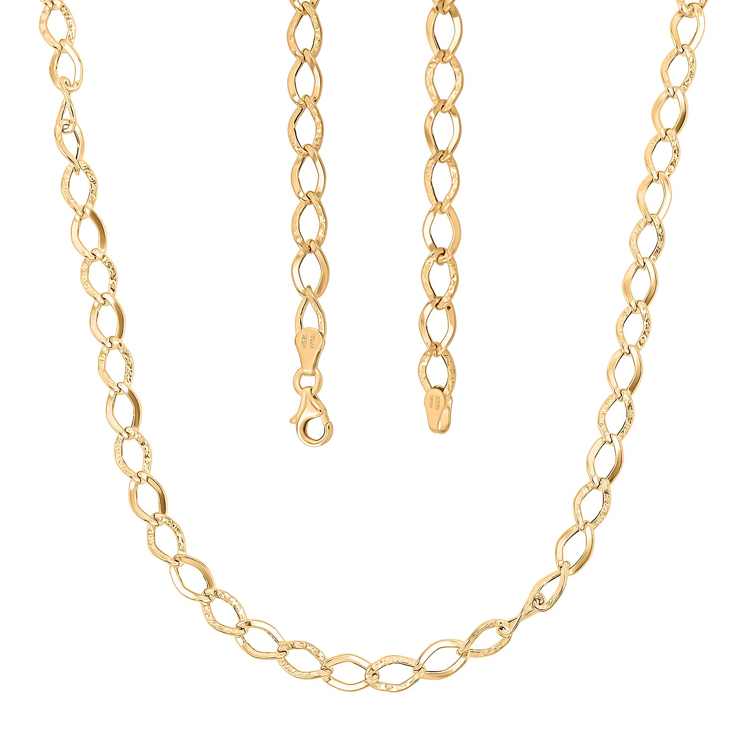 Italian Alternata Kite Grumetta Chain Necklace in 10K Yellow Gold 3.62 Grams 20 Inches