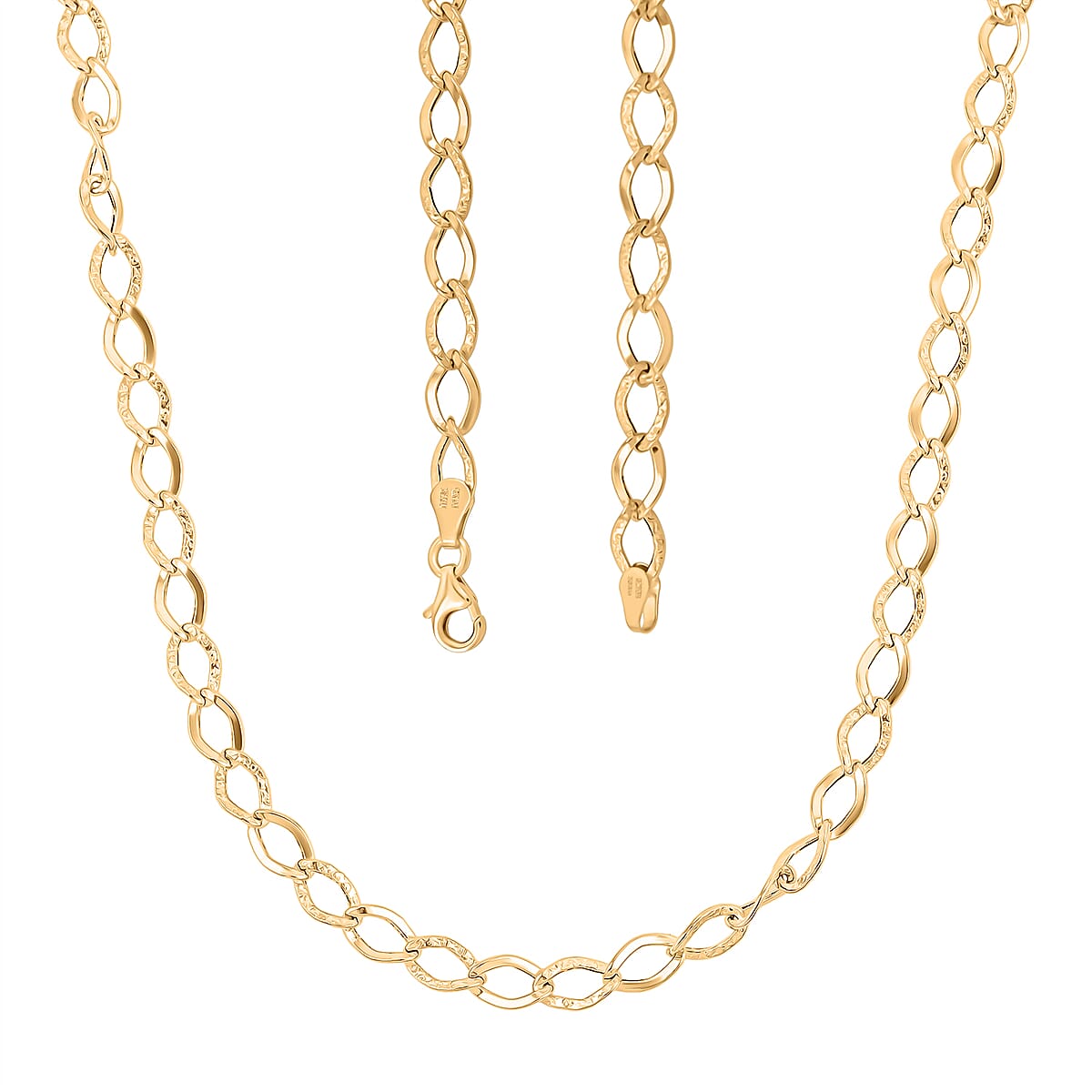 Italian Alternata Kite Grumetta Chain Necklace in 10K Yellow Gold 3.62 Grams 20 Inches image number 4