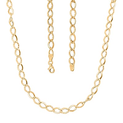 Italian Alternata Kite Grumetta Chain Necklace in 10K Yellow Gold 3.62 Grams 20 Inches