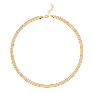 Italian Greek Key Mesh Omega Chain Necklace in 10K Yellow Gold 4.46 Grams 18-20 Inches