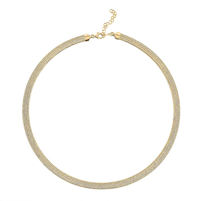 Italian Greek Key Mesh Omega Chain Necklace in 10K Yellow Gold 4.46 Grams 18-20 Inches