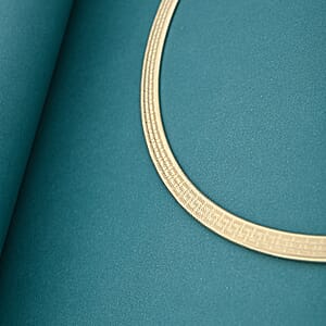 Italian Greek Key Mesh Omega Chain Necklace in 10K Yellow Gold 4.46 Grams 18-20 Inches