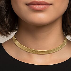 Italian Greek Key Mesh Omega Chain Necklace in 10K Yellow Gold 4.46 Grams 18-20 Inches