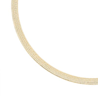 Italian Greek Key Mesh Omega Chain Necklace in 10K Yellow Gold 4.46 Grams 18-20 Inches