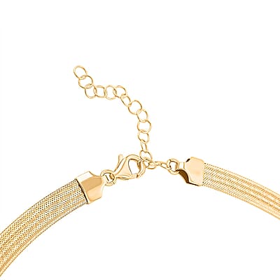 Italian Greek Key Mesh Omega Chain Necklace in 10K Yellow Gold 4.46 Grams 18-20 Inches