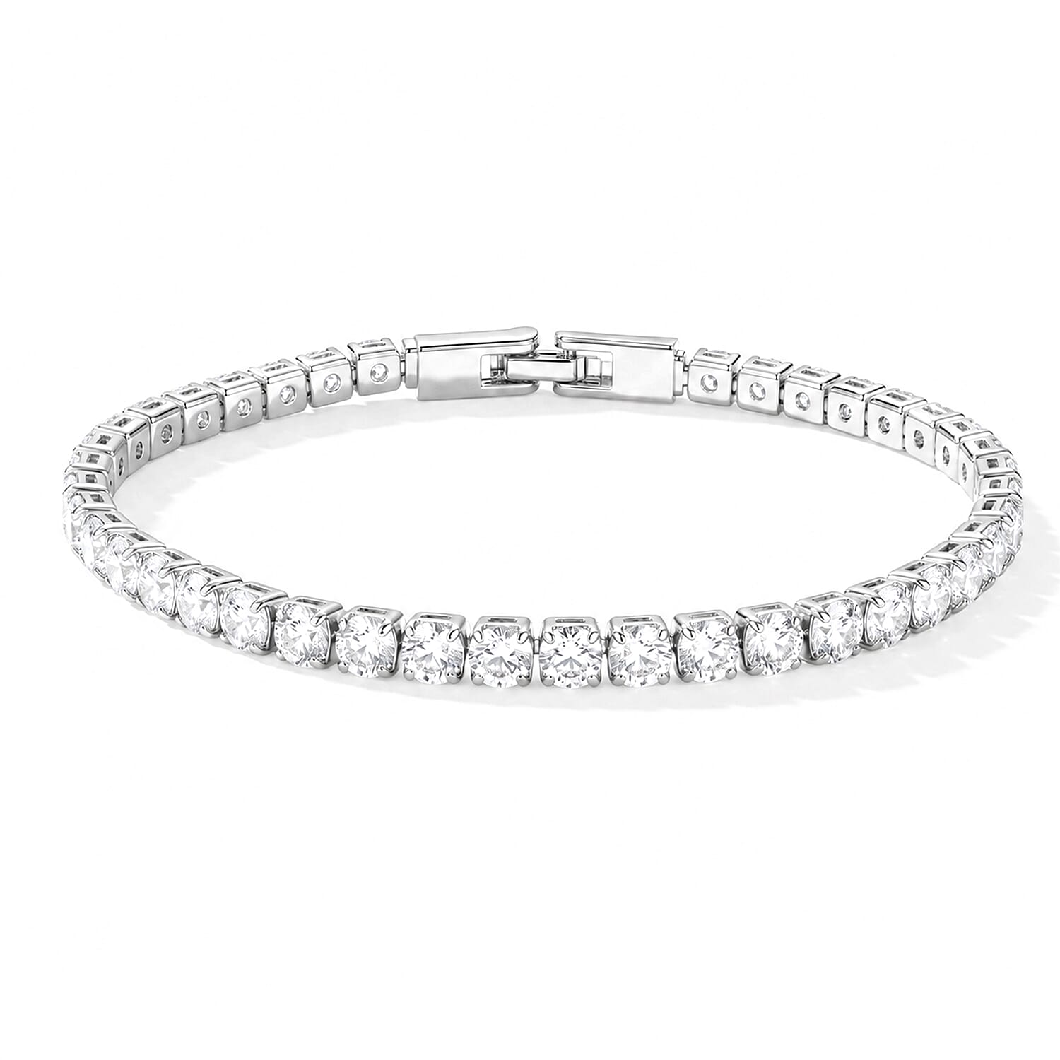 Simulated Diamond Tennis Bracelet in Silvertone (7.50 In)