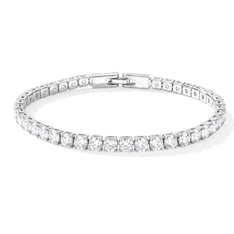 Simulated Diamond Tennis Bracelet in Silvertone (7.50 In)