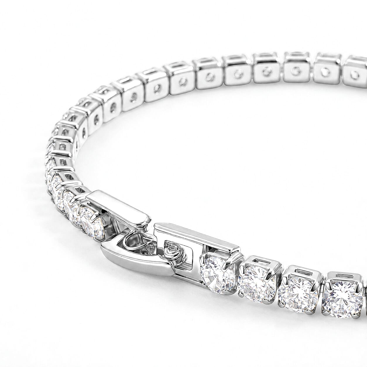 Simulated Diamond Tennis Bracelet in Silvertone (7.50 In)