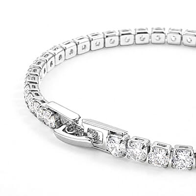 Simulated Diamond Tennis Bracelet in Silvertone (7.50 In)
