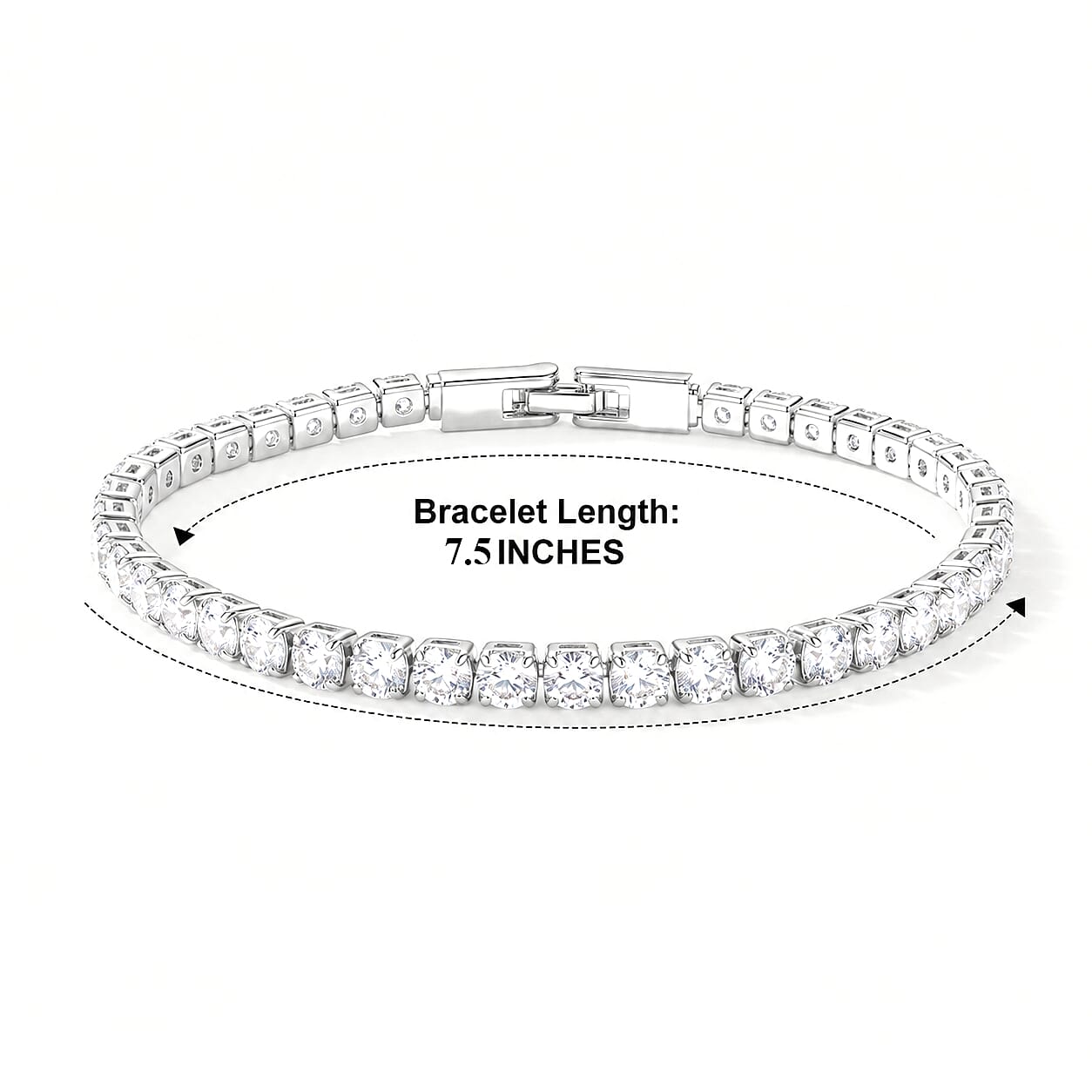 Simulated Diamond Tennis Bracelet in Silvertone (7.50 In)
