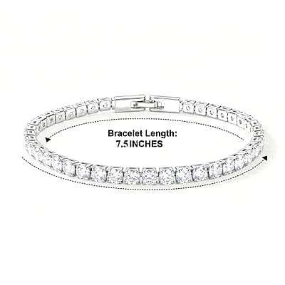 Simulated Diamond Tennis Bracelet in Silvertone (7.50 In)