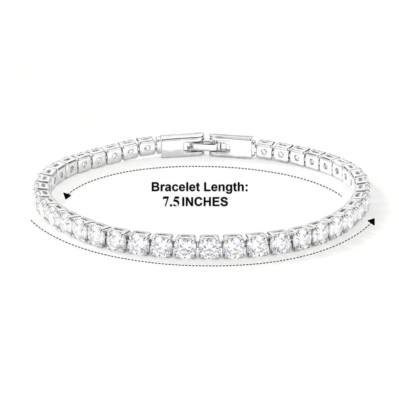 Simulated Diamond Tennis Bracelet in Silvertone (7.50 In)