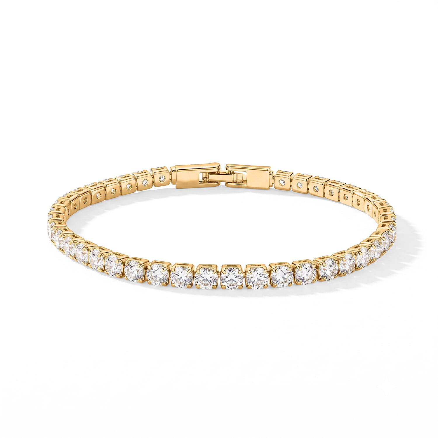 Simulated Diamond Tennis Bracelet in Goldtone (7.50 In)