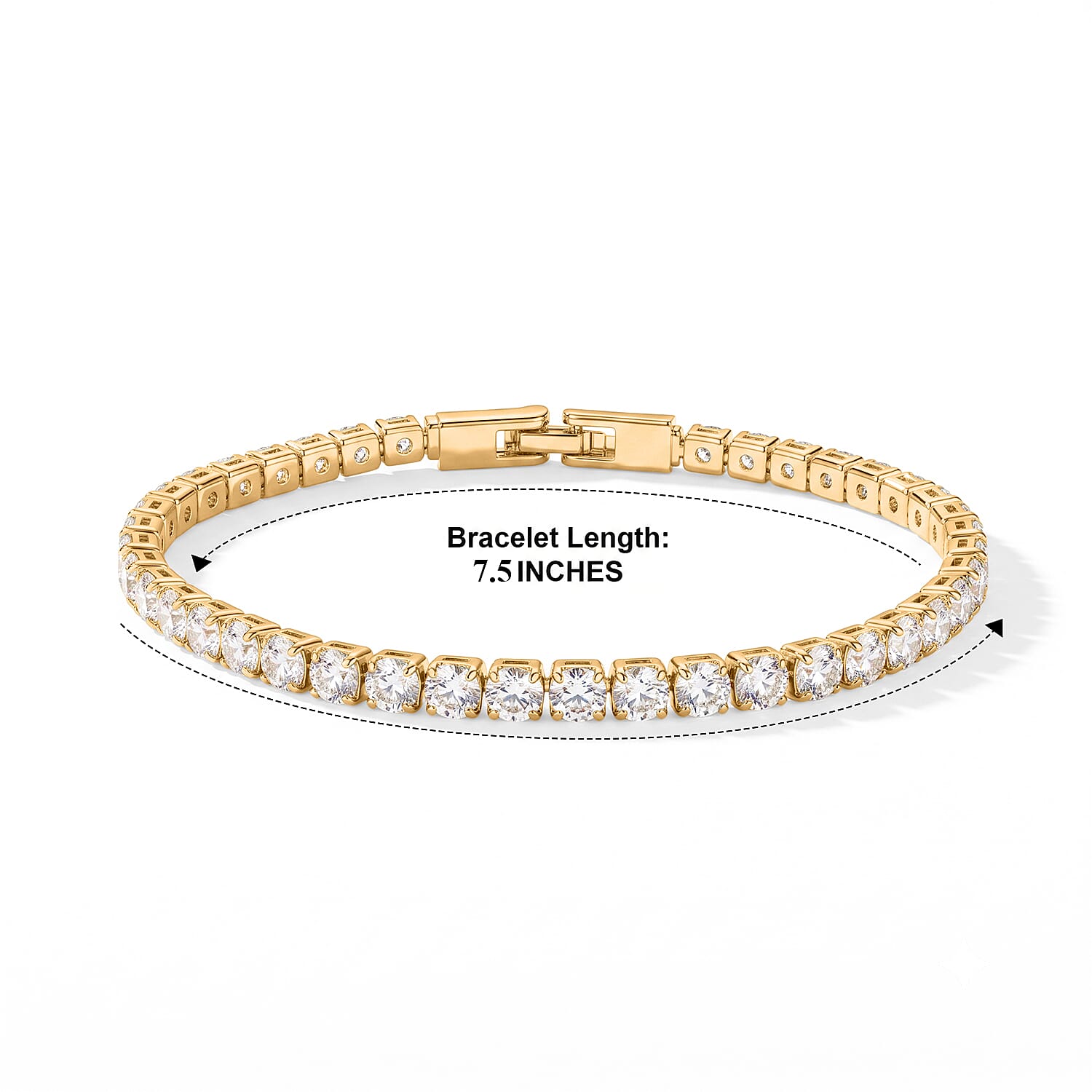 Simulated Diamond Tennis Bracelet in Goldtone (7.50 In)