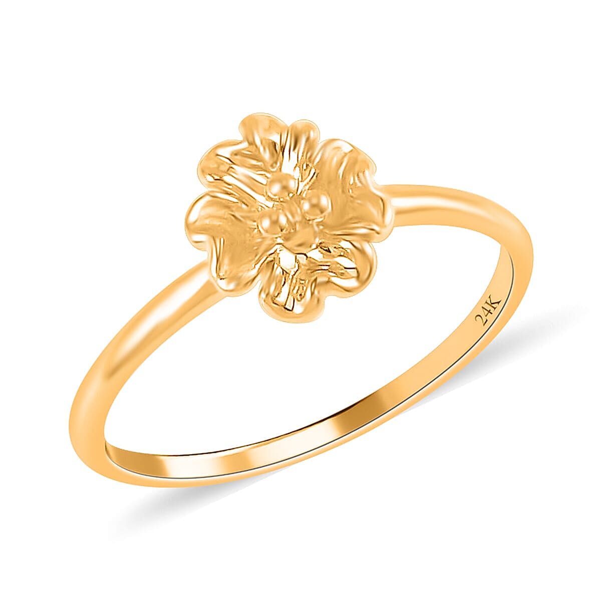 24K Yellow Gold Electroform Floral Ring 1 Gram(Size 5.5) image number 0