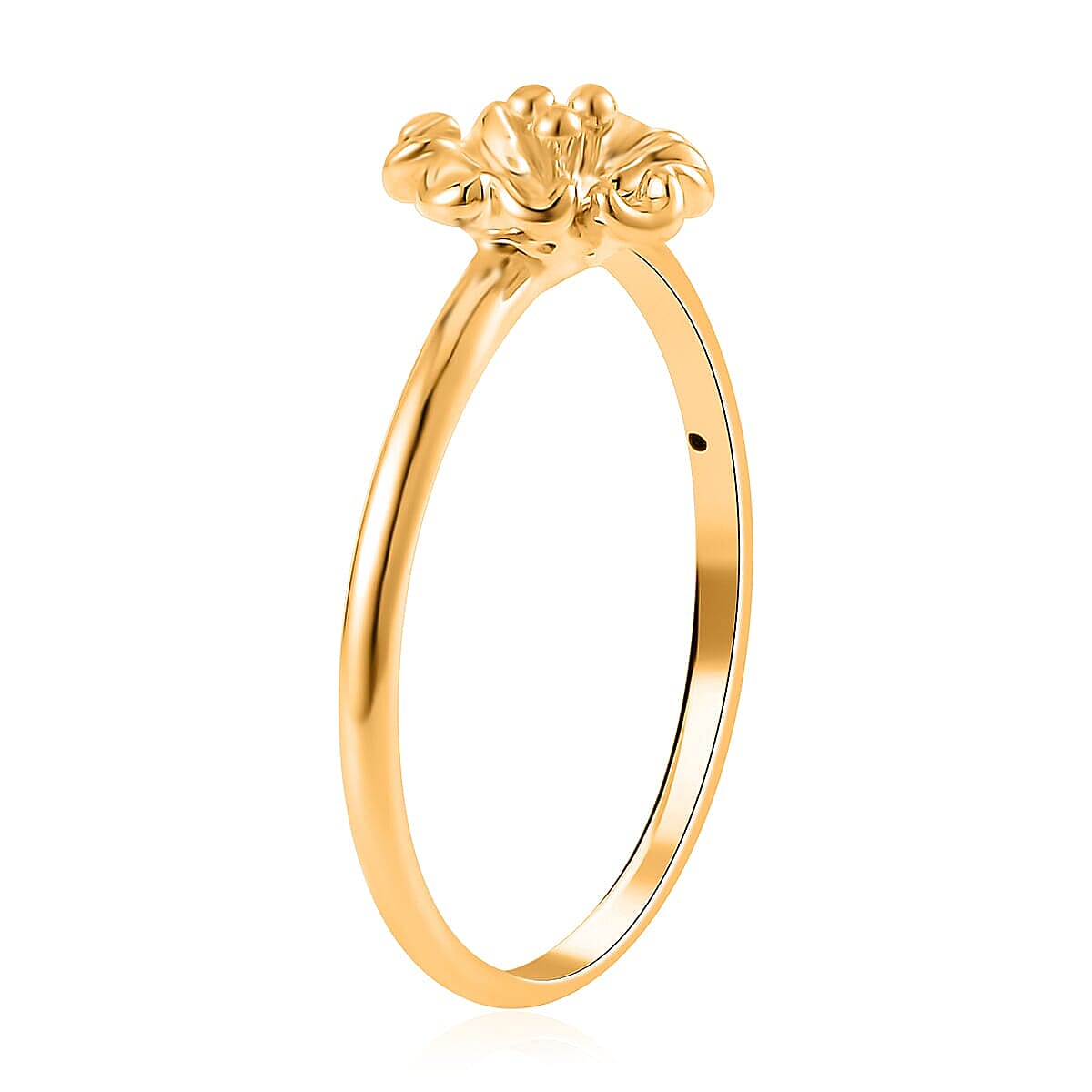 24K Yellow Gold Electroform Floral Ring 1 Gram(Size 5.5) image number 3