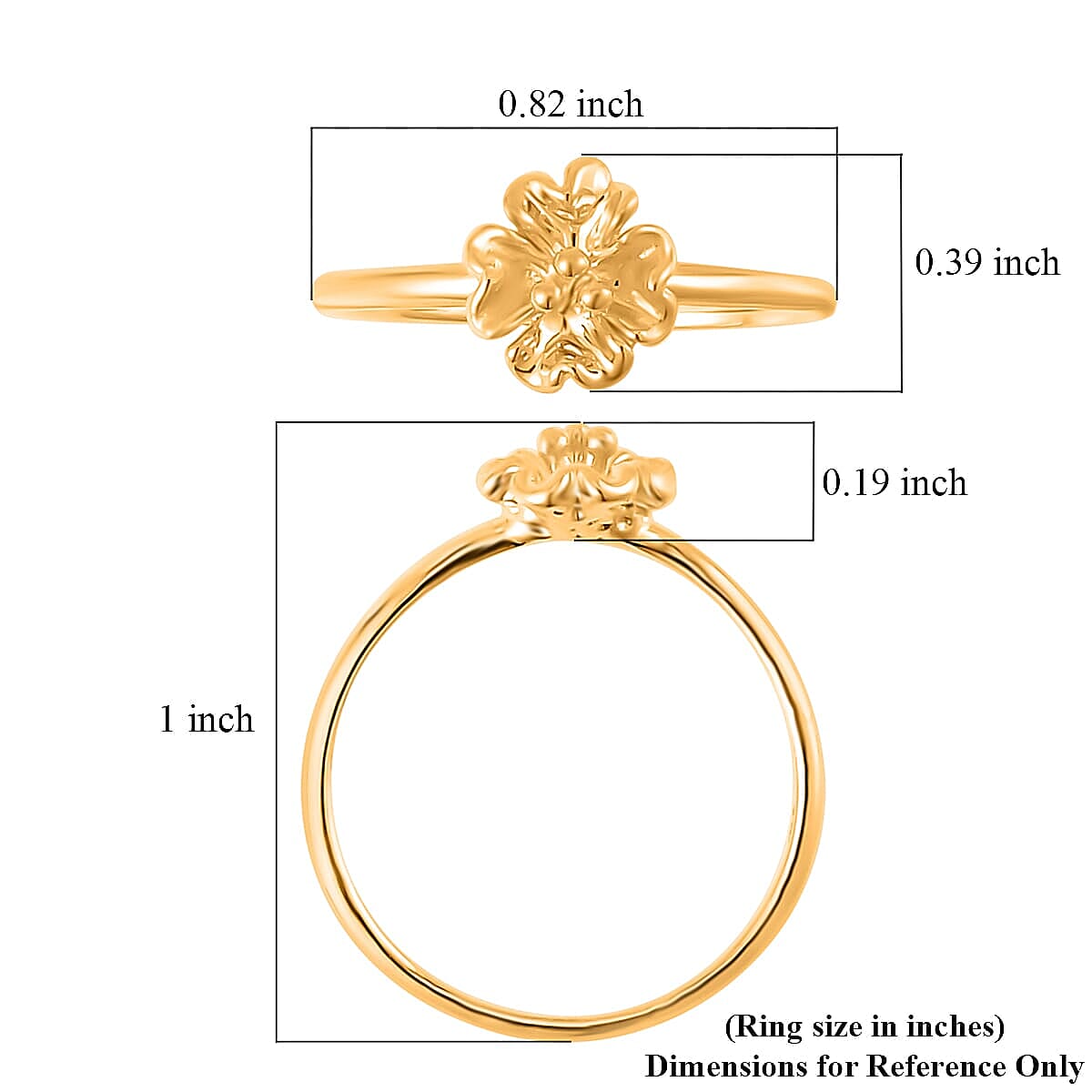 24K Yellow Gold Electroform Floral Ring 1 Gram(Size 5.5) image number 5