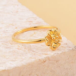 24K Yellow Gold Electroform Floral Ring 1 Gram(Size 9.5)