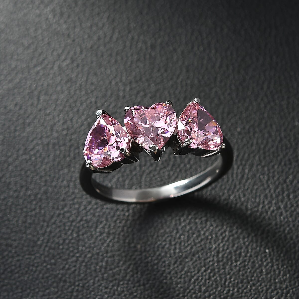 EverTrue Simulated Pink Diamond Heart Ring in Stainless Steel (Size 10.0) 7.00 ctw image number 1