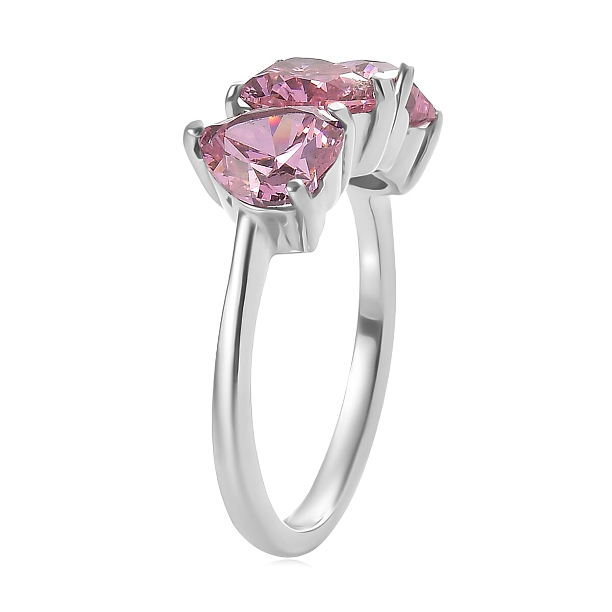 EverTrue Simulated Pink Diamond Heart Ring in Stainless Steel (Size 10.0) 7.00 ctw image number 3
