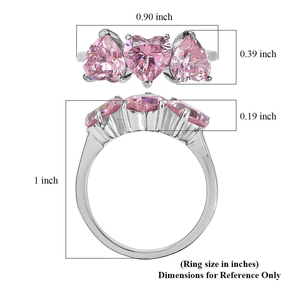 EverTrue Simulated Pink Diamond Heart Ring in Stainless Steel (Size 10.0) 7.00 ctw image number 5
