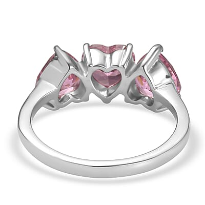 EverTrue Simulated Pink Diamond Heart Ring in Stainless Steel (Size 11.0) 7.00 ctw