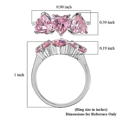 EverTrue Simulated Pink Diamond Heart Ring in Stainless Steel (Size 5.0) 7.00 ctw