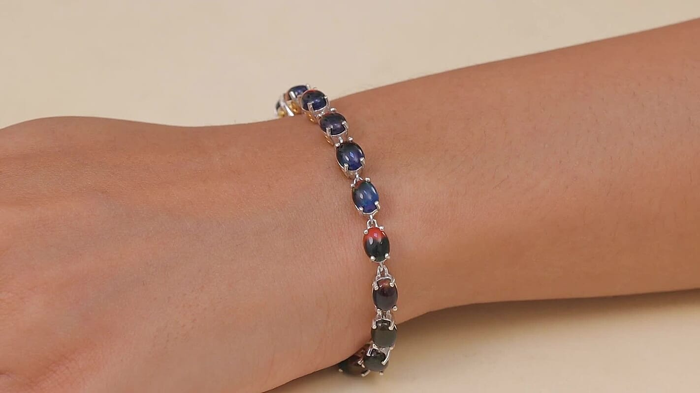 D'Joy Bi Color Ethiopian Welo Opal Bracelet in 18K Vermeil YG and Rhodium Over Sterling Silver (6.50 In) 8.90 ctw
