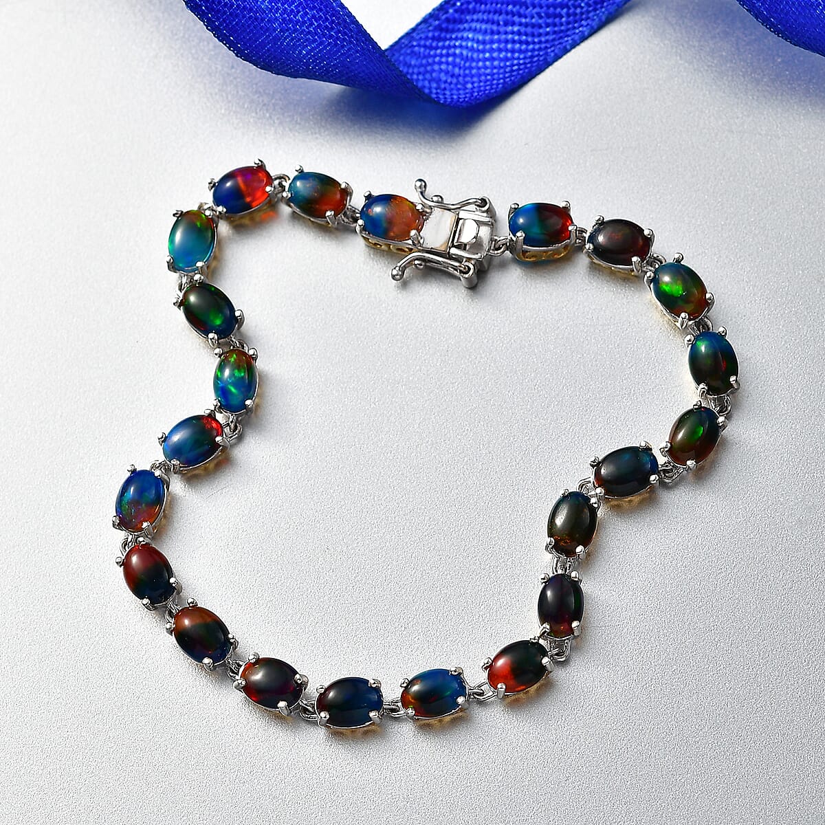 D'Joy Bi Color Ethiopian Opal 8.90 ctw Cosmic Light Bracelet in 18K Vermeil YG and Rhodium Over Sterling Silver (6.50 In) image number 1