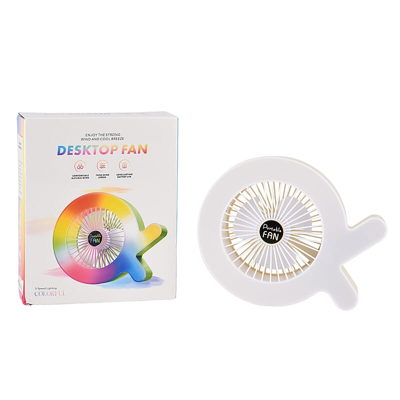 Beige 1200mAh Rechargeable Rainbow Fan