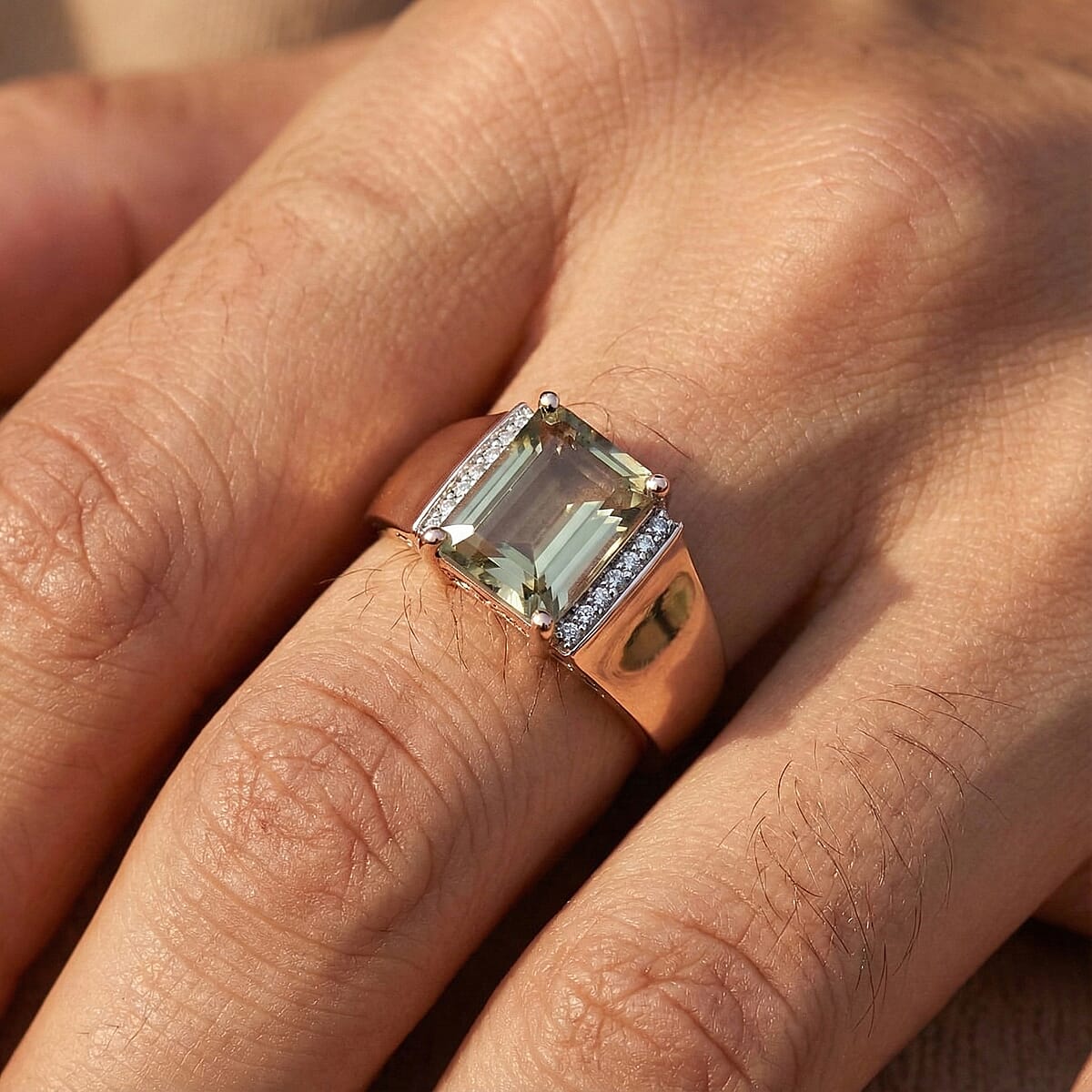 AAA Ceylon Honey Garnet and Luxuriant Lab Grown Diamond G-H SI 2.10 ctw Beloved Classic Ring in 18K Vermeil Yellow Gold Over Sterling Silver (Size 8.0) (Del. in 8-10 Days) image number 2