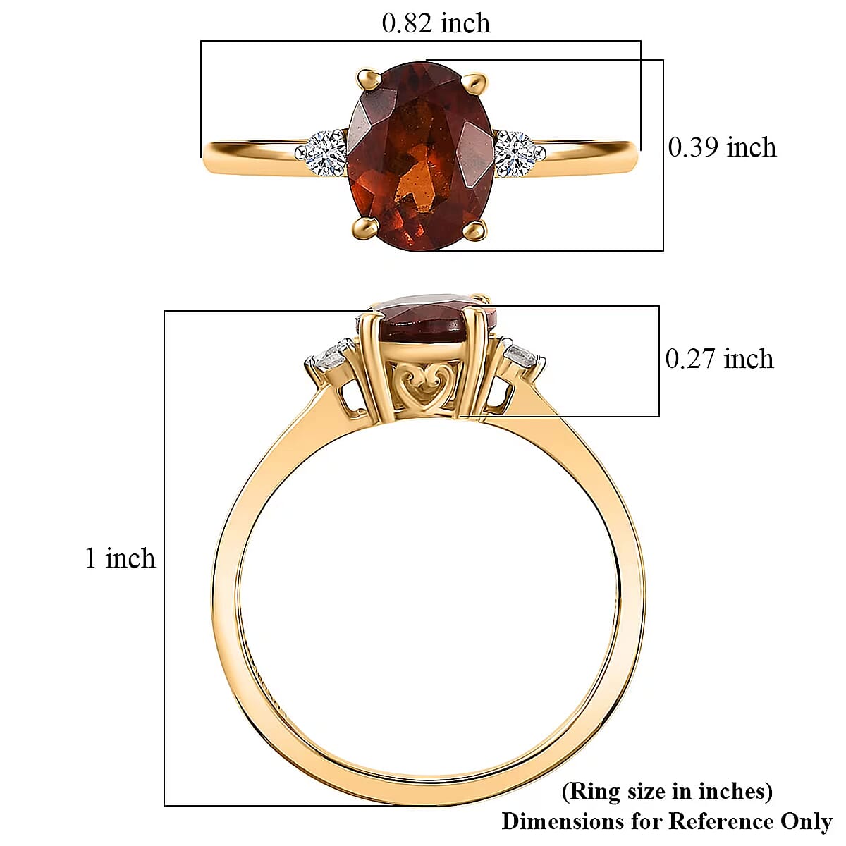 AAA Ceylon Honey Garnet, Lab Grown Diamond Ring in 18K Vermeil YG Over Sterling Silver 2.10 ctw (Size 9.0) image number 5
