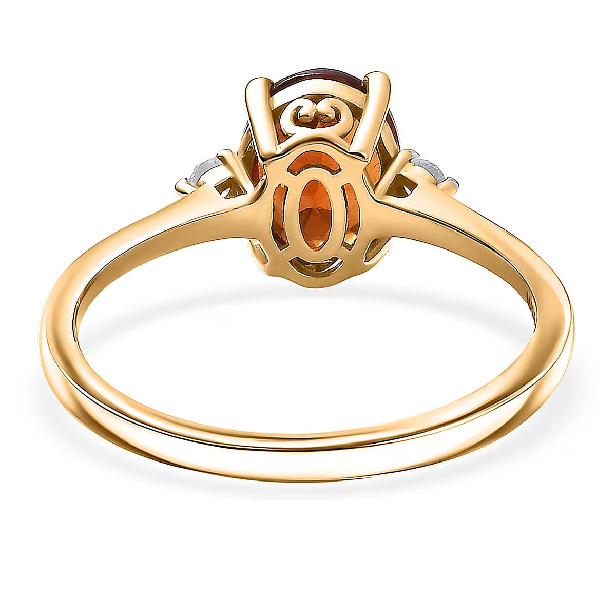 AAA Ceylon Honey Garnet, Lab Grown Diamond Ring in 18K Vermeil YG Over Sterling Silver 2.10 ctw (Size 9.0) image number 6