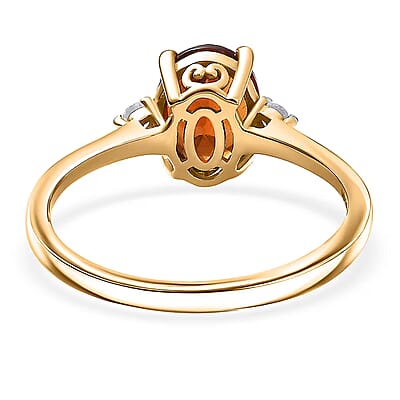 AAA Ceylon Honey Garnet, Lab Grown Diamond Ring in 18K Vermeil YG Over Sterling Silver 2.10 ctw (Size 9.0)