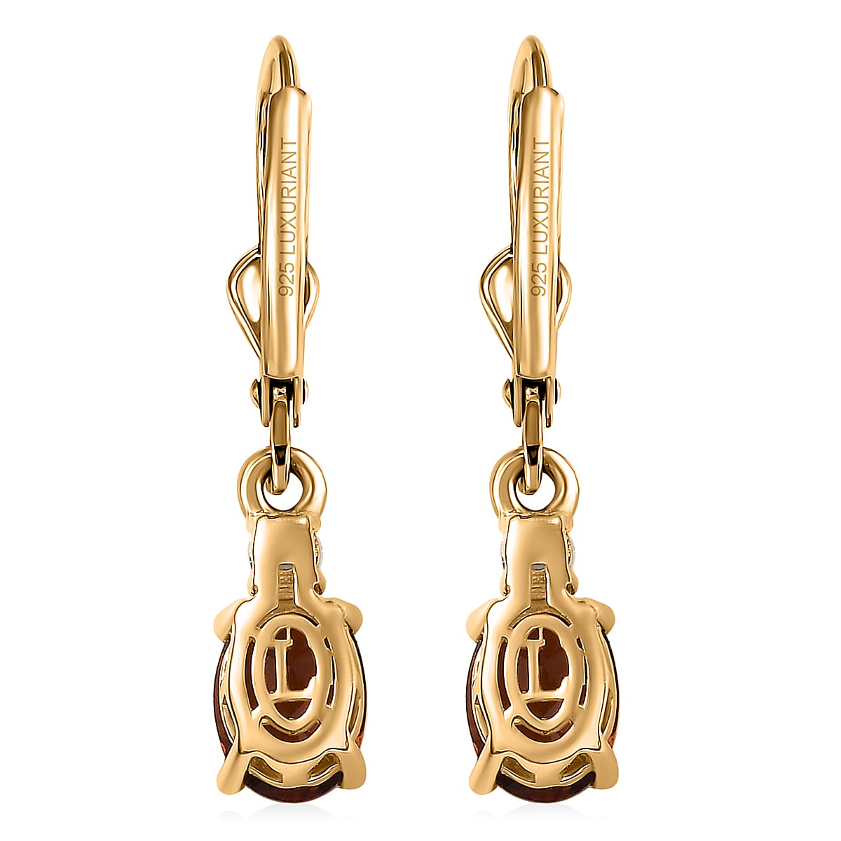 AAA Ceylon Honey Garnet, Lab Grown Diamond Earrings in 18K Vermeil YG Over Sterling Silver 2.20 ctw