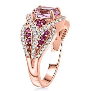 D'Joy Martha Rocha Kunzite, Multi Gemstone&nbsp;&nbsp;&nbsp;Ring in 18K Vermeil RG Over Sterling Silver 3.40 ctw (Size 10.0)