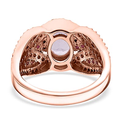 D'Joy Martha Rocha Kunzite, Multi Gemstone   Ring in 18K Vermeil RG Over Sterling Silver 3.40 ctw (Size 5.0)