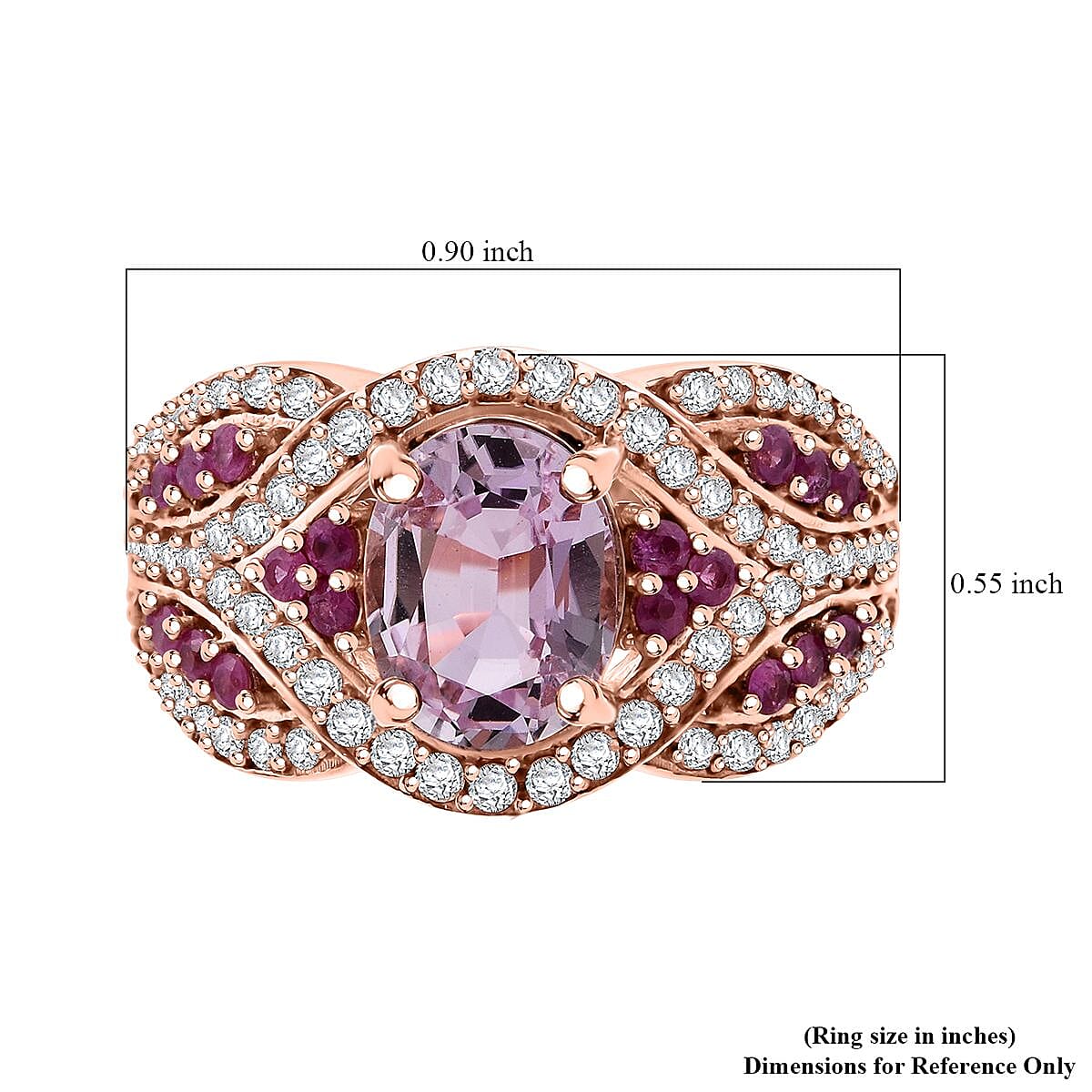 D'Joy Martha Rocha Kunzite and Multi Gemstone 3.40 ctw Ring in 18K Vermeil Rose Gold Over Sterling Silver (Size 7.0) image number 5