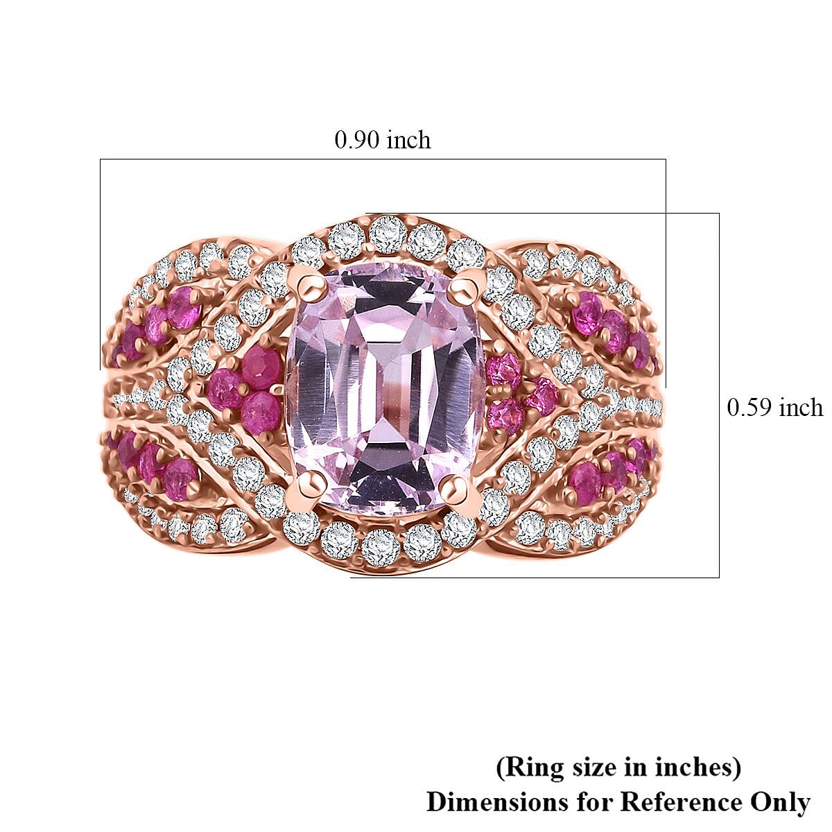 D'Joy Martha Rocha Kunzite and Multi Gemstone 3.60 ctw Blush Romance Ring in 18K Vermeil Rose Gold Over Sterling Silver (Size 10.0) image number 5