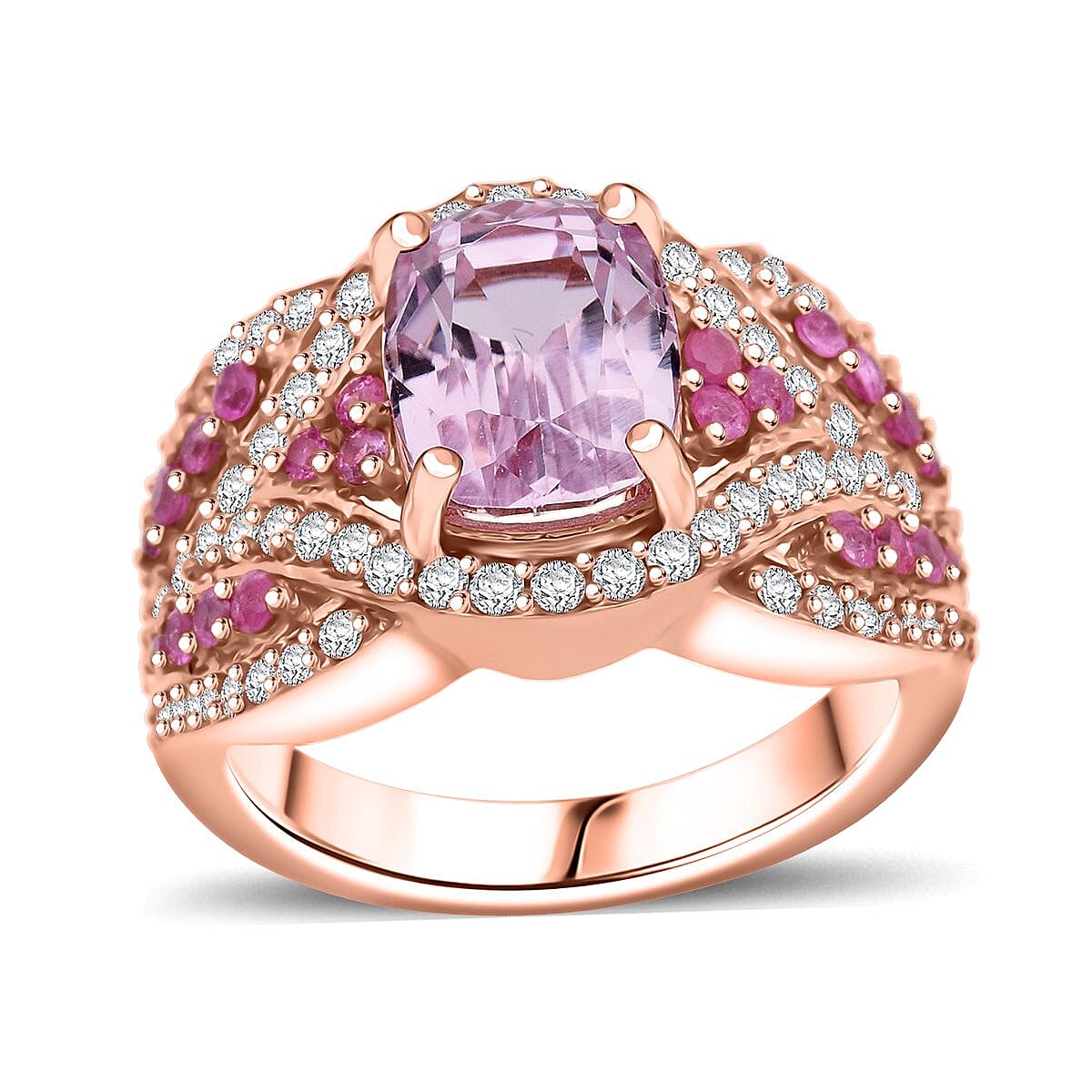 D'Joy Martha Rocha Kunzite, Multi Gemstone&nbsp;&nbsp;&nbsp;Ring in 18K Vermeil RG Over Sterling Silver 3.60 ctw (Size 9.0) image number 0