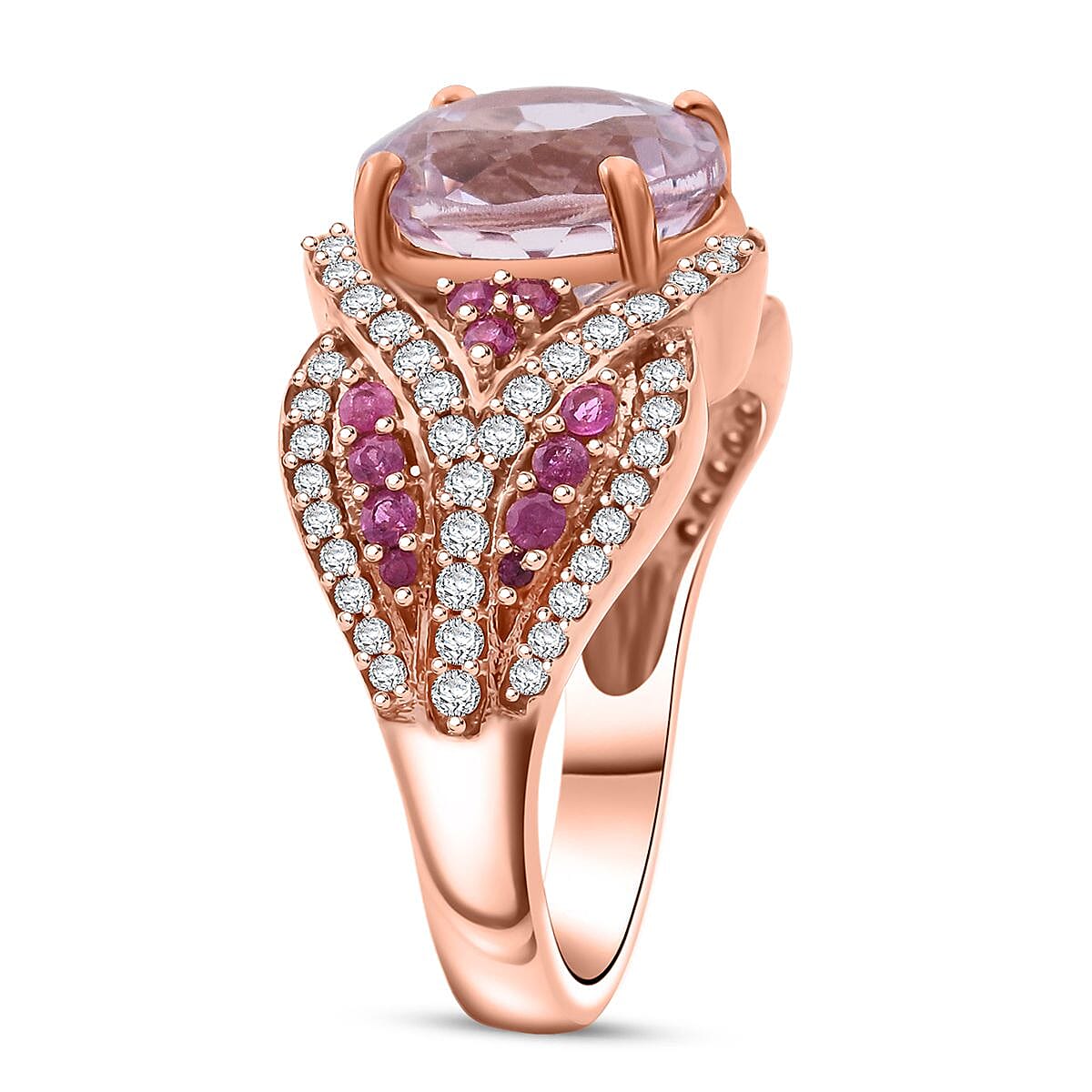D'Joy Martha Rocha Kunzite, Multi Gemstone&nbsp;&nbsp;&nbsp;Ring in 18K Vermeil RG Over Sterling Silver 3.60 ctw (Size 8.0) image number 3