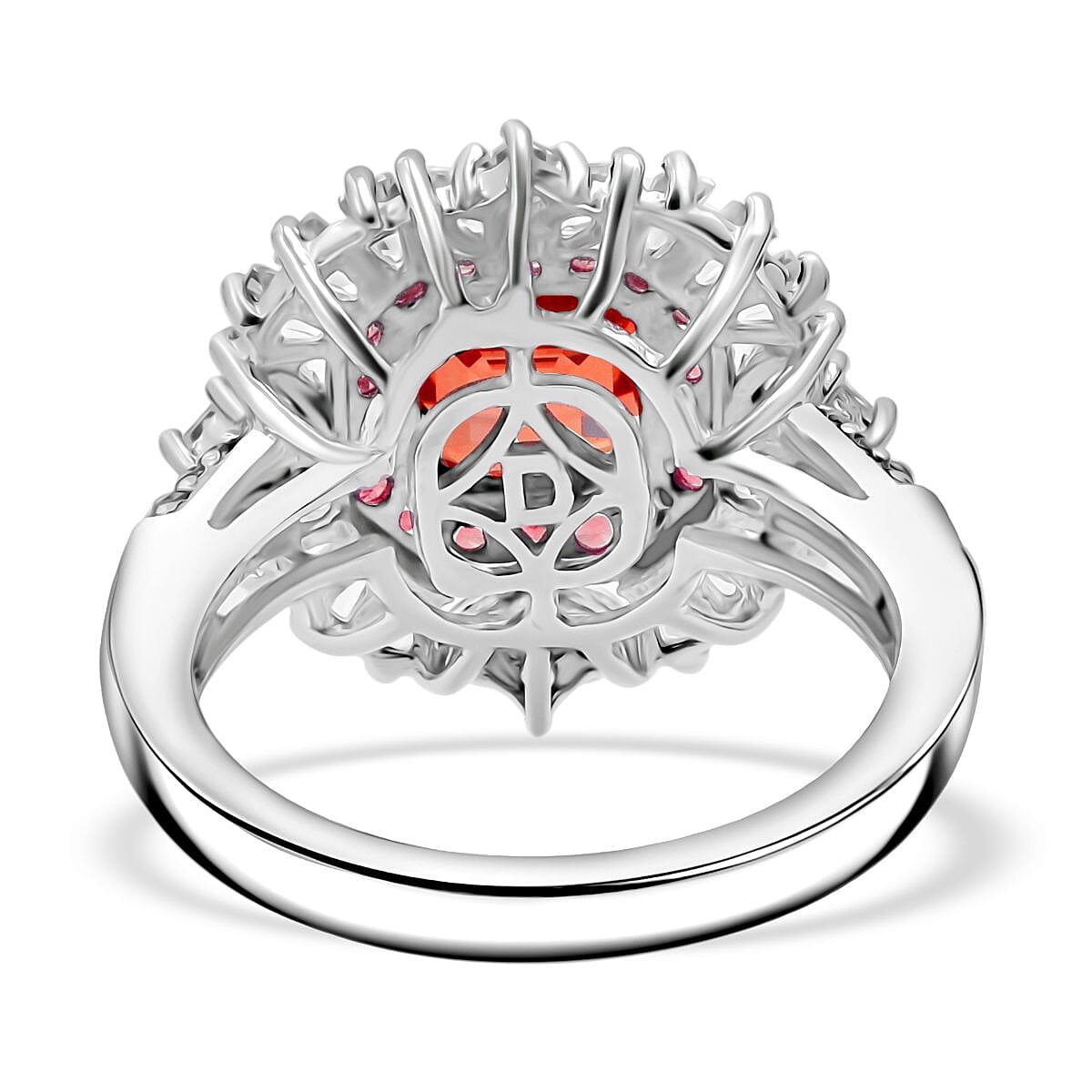 D'Joy Asscher Cut Sunset Zircon and Multi Gemstone 4.45 ctw Art Deco Ring in Rhodium Over Sterling Silver (Size 7.0) image number 4