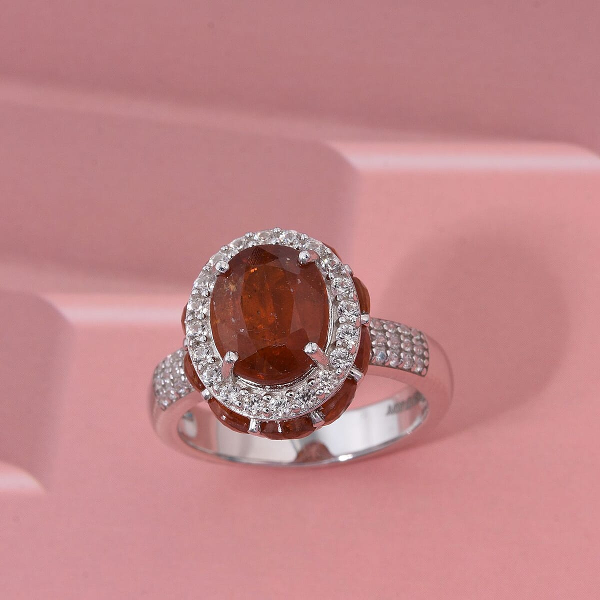 D'Joy Orange Kyanite and White Zircon 6.50 ctw Royal Azure Crest Ring in Rhodium Over Sterling Silver (Size 10.0) (Del. in 7-10 Days) image number 1