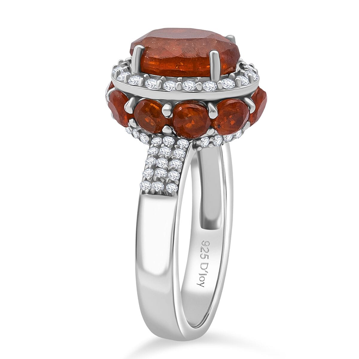 D'Joy Orange Kyanite and White Zircon 6.50 ctw Royal Azure Crest Ring in Rhodium Over Sterling Silver (Size 10.0) (Del. in 7-10 Days) image number 3