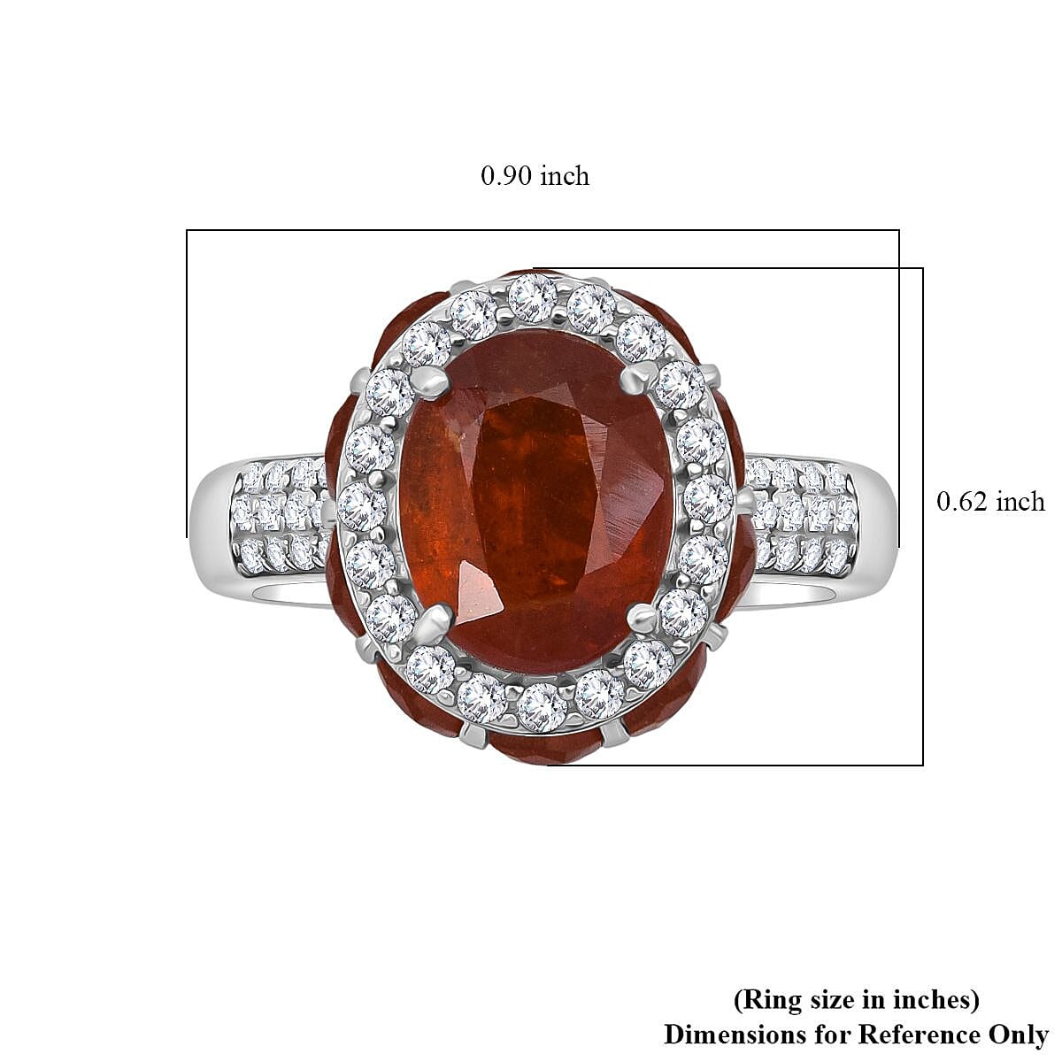 D'Joy Orange Kyanite and White Zircon 6.50 ctw Royal Azure Crest Ring in Rhodium Over Sterling Silver (Size 10.0) (Del. in 7-10 Days) image number 5