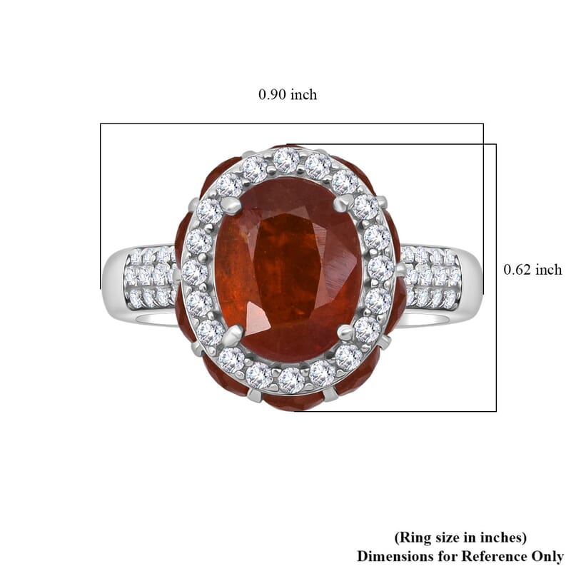 D'Joy Orange Kyanite and White Zircon 6.50 ctw Royal Azure Crest Ring in Rhodium Over Sterling Silver (Size 10.0)